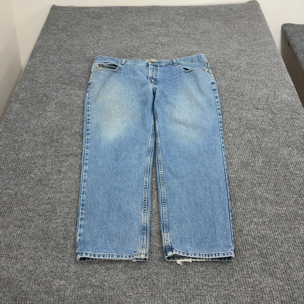 LL Bean Jeans Mens 42x29 Blue Cotton Classic Fit Light Wash Workwear Casual